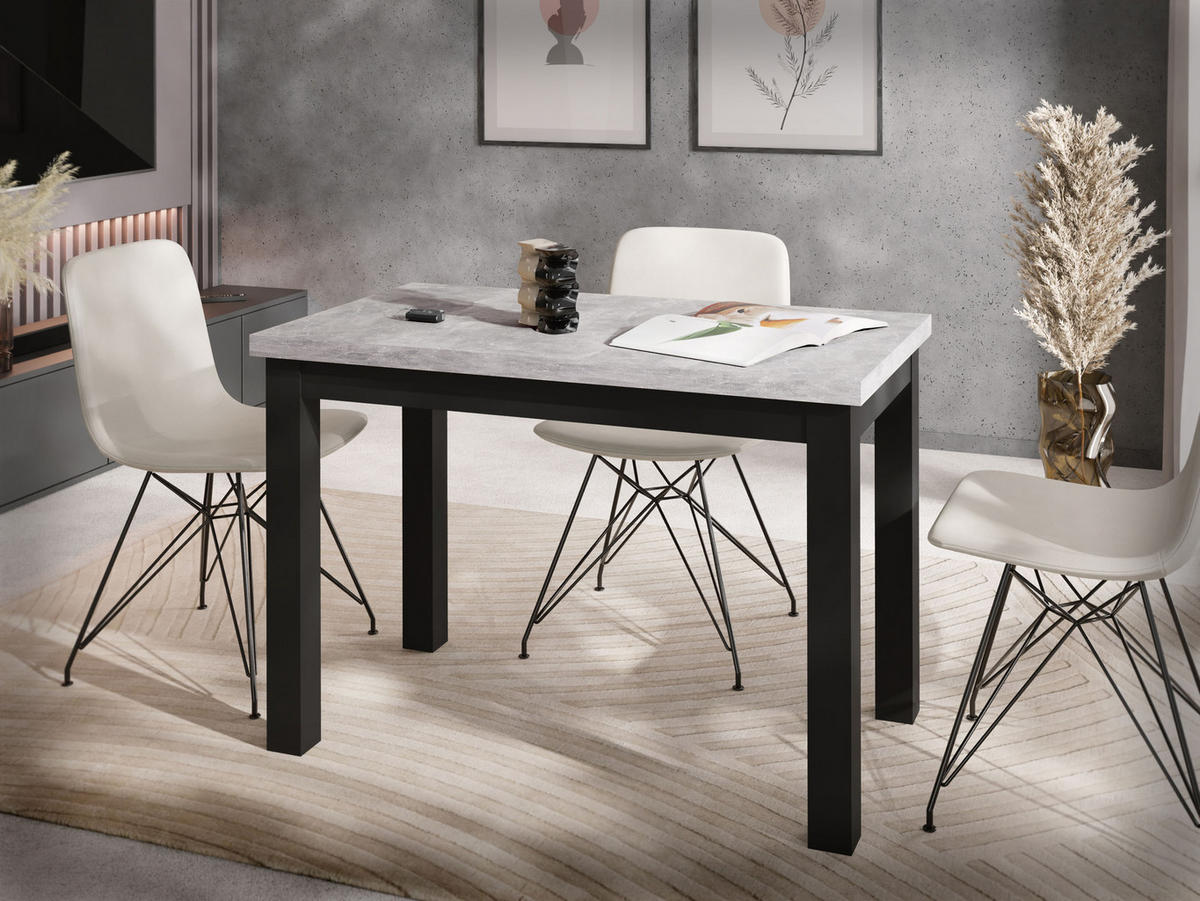 ESSTISCH Arden rechteckig, Beton Grau 100/60/73 cm - Hellgrau/Schwarz, Holz/Holzwerkstoff (100/60/73cm) - WFL GROUP