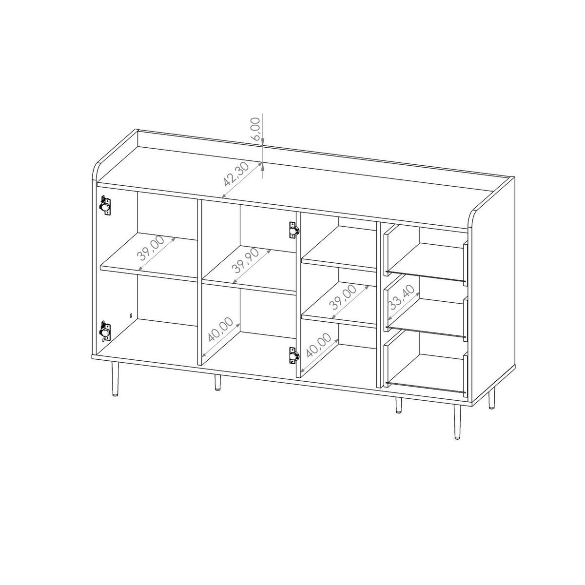 SIDEBOARD Nero 150/45/90 mit Metallfüße - Hellbraun/Schwarz, Holzwerkstoff/Metall (150/90/45cm) - Ravio