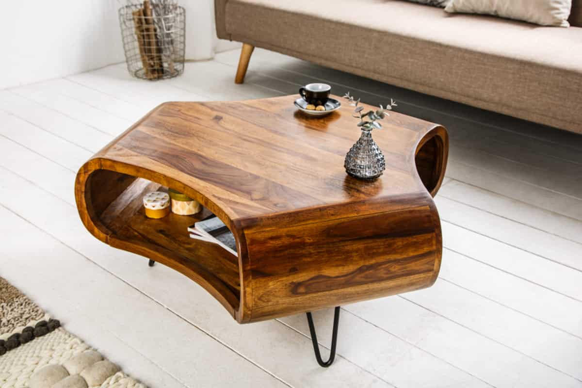 COUCHTISCH ORGANIC LIVING Sheesham rechteckig Natur 90cm - Braun, Holz/Metall (80/90/38cm) - riess-ambiente