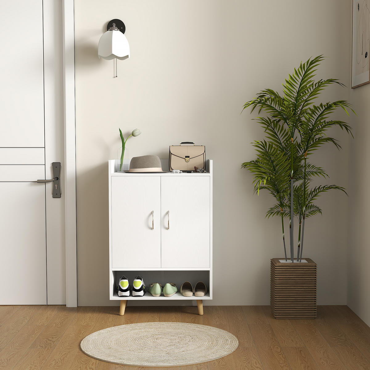 SCHUHSCHRANK, für 12 Schuhe, 60 x 30 x 92 cm, Weiß - Weiß, Holzwerkstoff (30/92/60cm) - HOMCOM