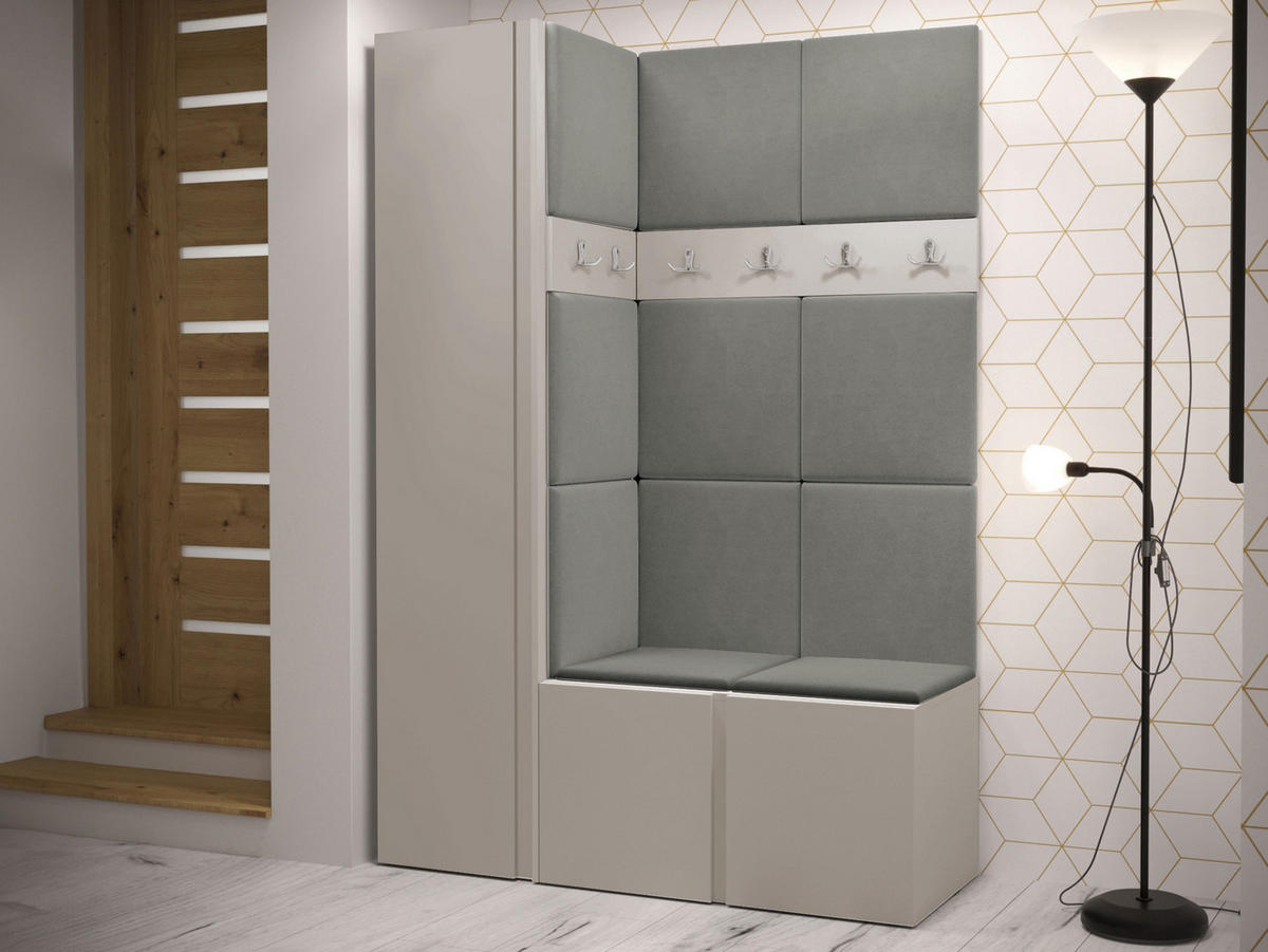 GARDEROBEN-SET Orion IX - Kaschmir/Grau, Holzwerkstoff/Kunststoff (124/186/46cm) - MIRJAN24