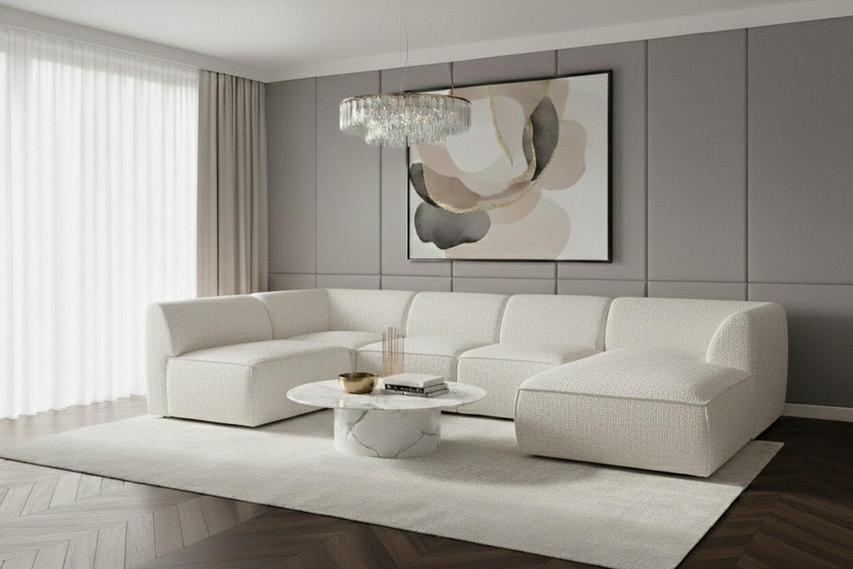 WOHNLANDSCHAFT MOVO - modulares Ecksofa cream – modernes Design und flexible Gestaltung, rechts - Dunkelgrün/Bordeaux, Kunststoff/Textil (156/78/345cm) - KS Home Concept