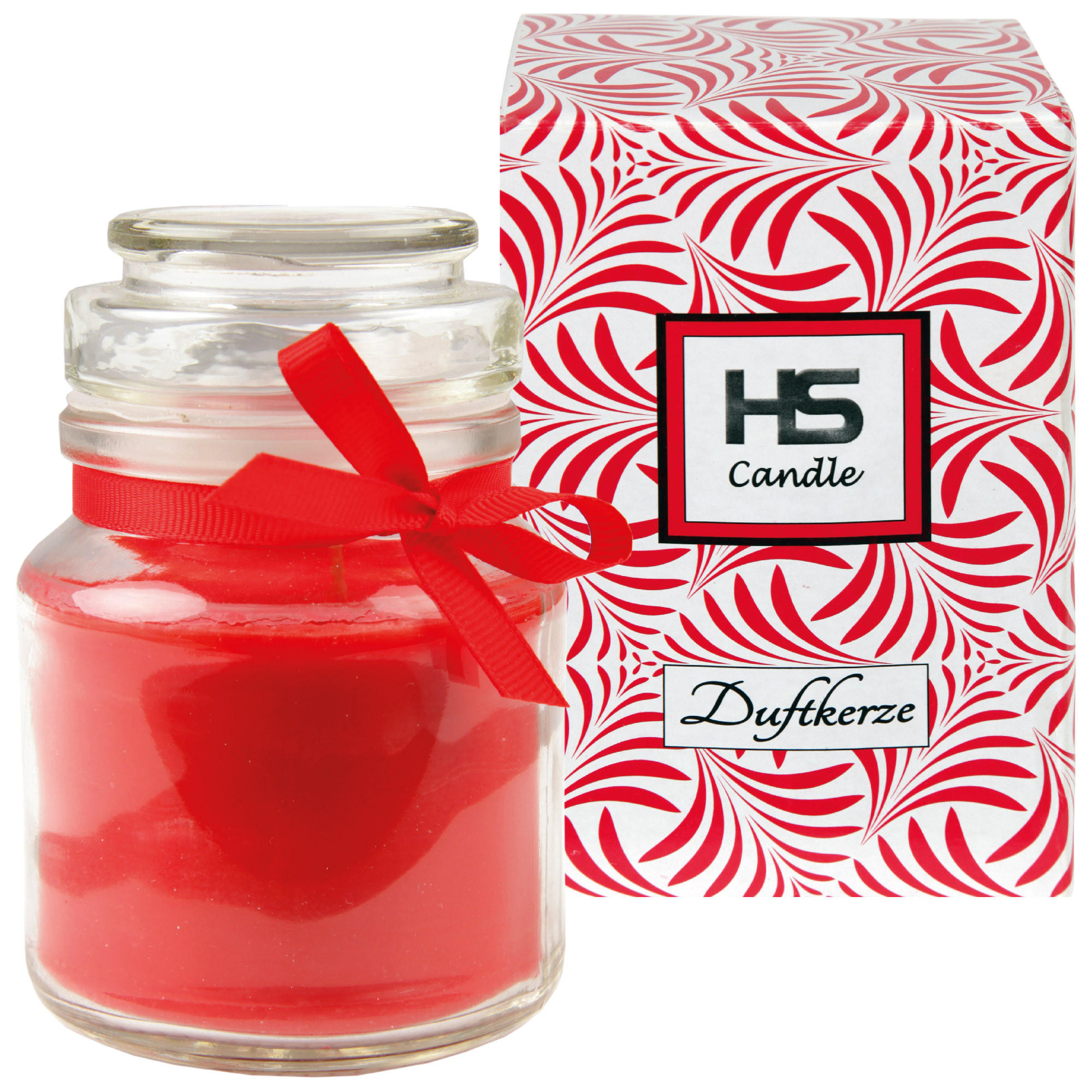 DUFTKERZE im Bonbonglas mit Deckel Rose 30h - Rot, Glas (7/10cm)