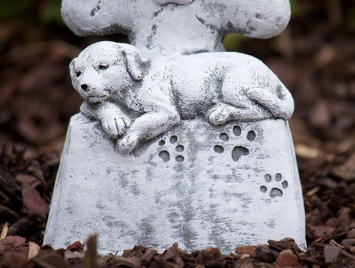 STEINFIGUR Hund Gedenkstein Tatze frostfest Steinguss - Grau, Stein (10/15/5cm) - stoneandstyle