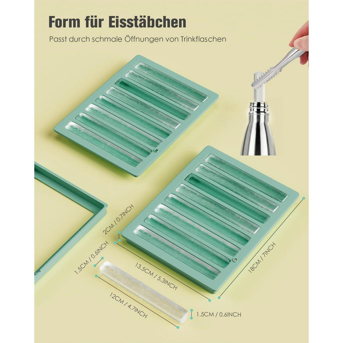 EISWÜRFELFORM 2er-Set Silikon lange Eisstäbchen mit Rahmen - Türkis, Kunststoff (13.5/1.8/17.5cm)