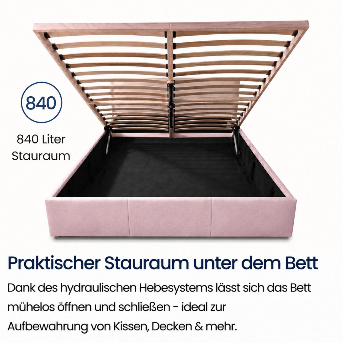 POLSTERBETT mit Stauraum 180x200 cm in Rosa - Pink, Holzwerkstoff (180/200cm) - Home Collective