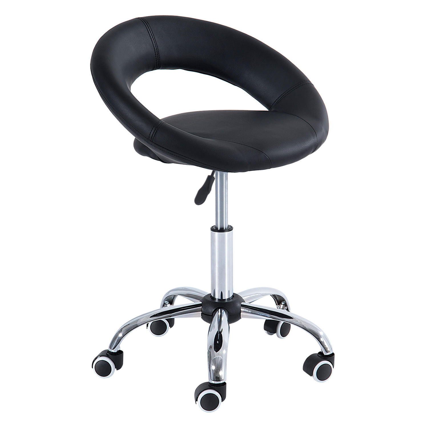 ROLLHOCKER, Arbeitshocker, Schwarz - Schwarz, Kunststoff (54/78/50cm) - HOMCOM
