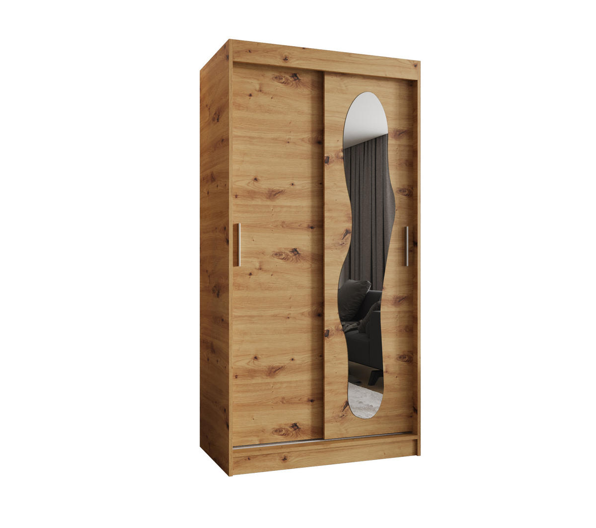 SCHWEBETÜRENSCHRANK 200/100/62 2-türig - Silberfarben/Eiche Artisan, Holz (100/200/62cm) - MÖBEL KRYSPOL