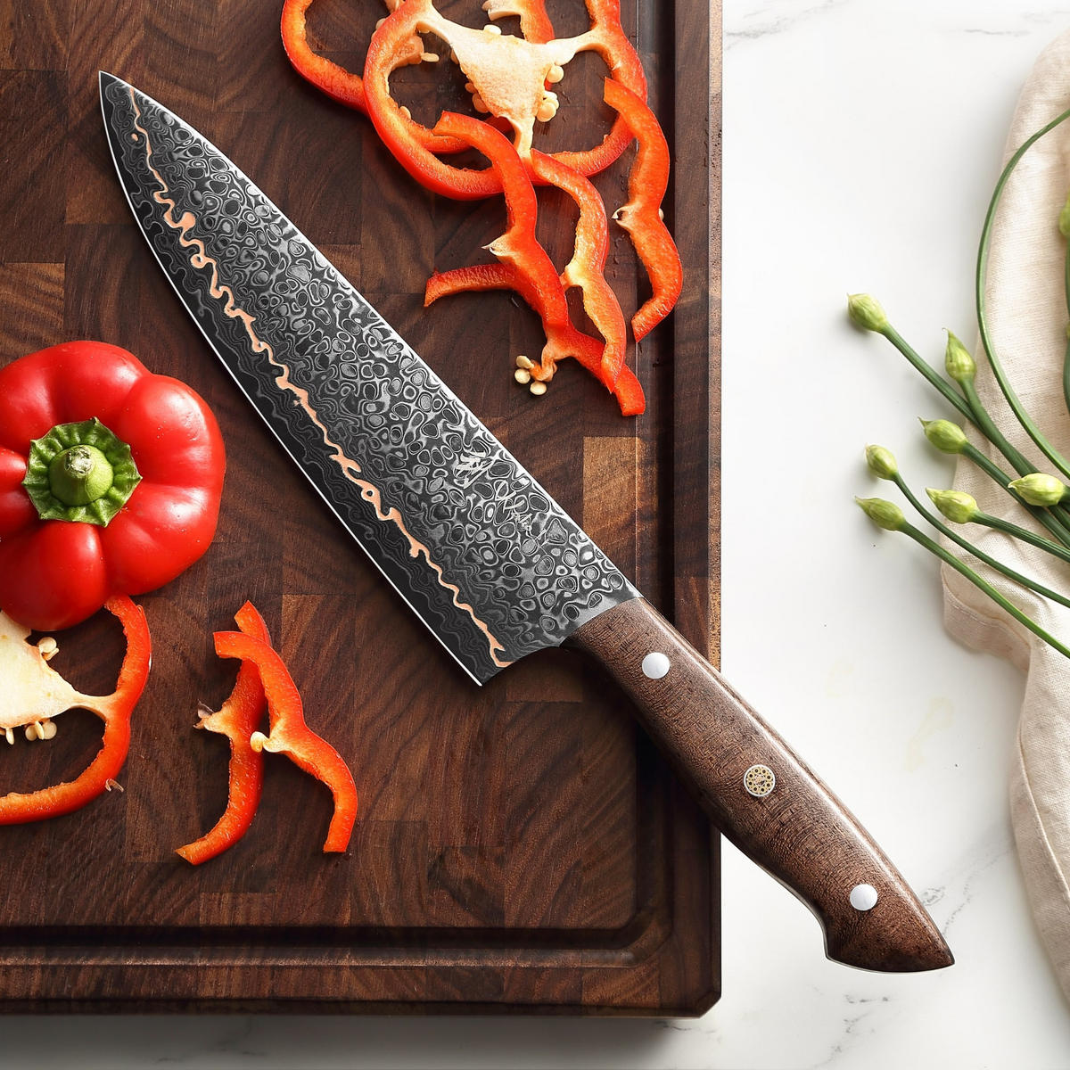 CHEFMESSER 20 cm - Kupferfarben, Holz/Metall (1cm) - Wakoli