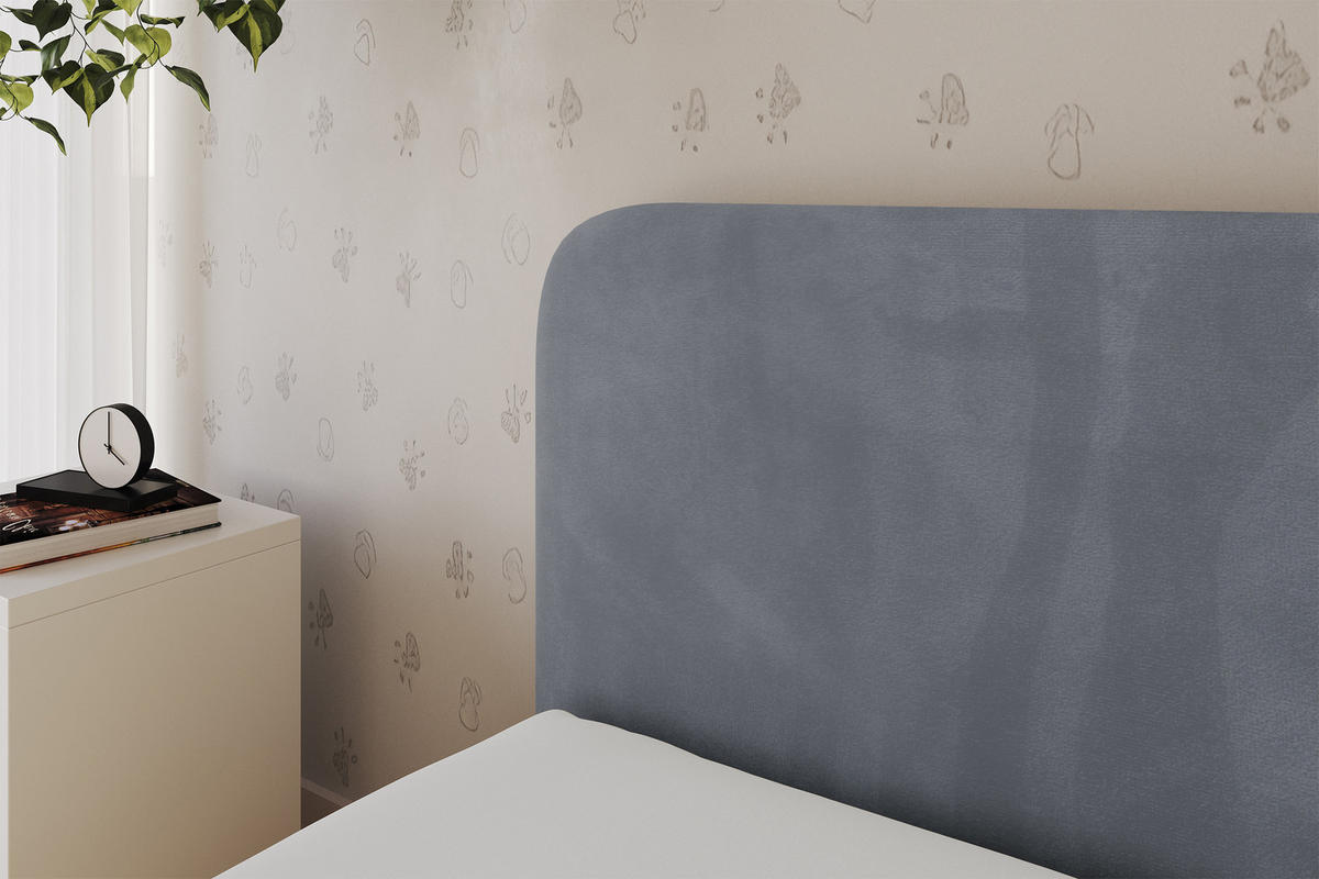 EINZELLBETT Jugendbett mit Bettkasten, Rechts - ALVY 80x200 Grau - Grau, Holzwerkstoff/Textil (80/200cm) - ALTDECOR