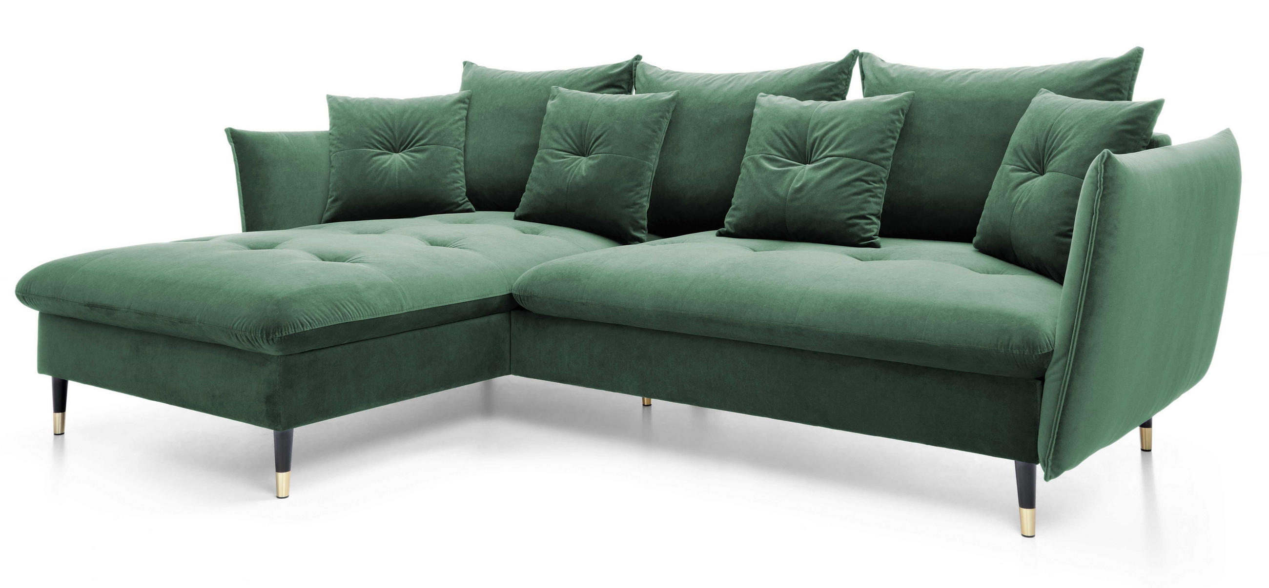 ECKSOFA 260 cm Sagir mit Schalffunktion, Bettkasten, Links - Grün - Schwarz/Grün, Holz (167/258cm) - Emporius