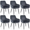 STUHL OSILO 6-er Set, Grau, Schwarz, Schwarze metallische Beine - Anthrazit, Textil/Metall (55/84/46cm) - Komodee