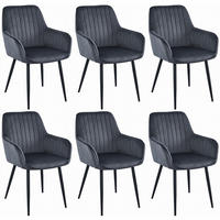 STUHL OSILO 6-er Set, Grau, Schwarz, Schwarze metallische Beine - Anthrazit, Textil/Metall (55/84/46cm) - Komodee