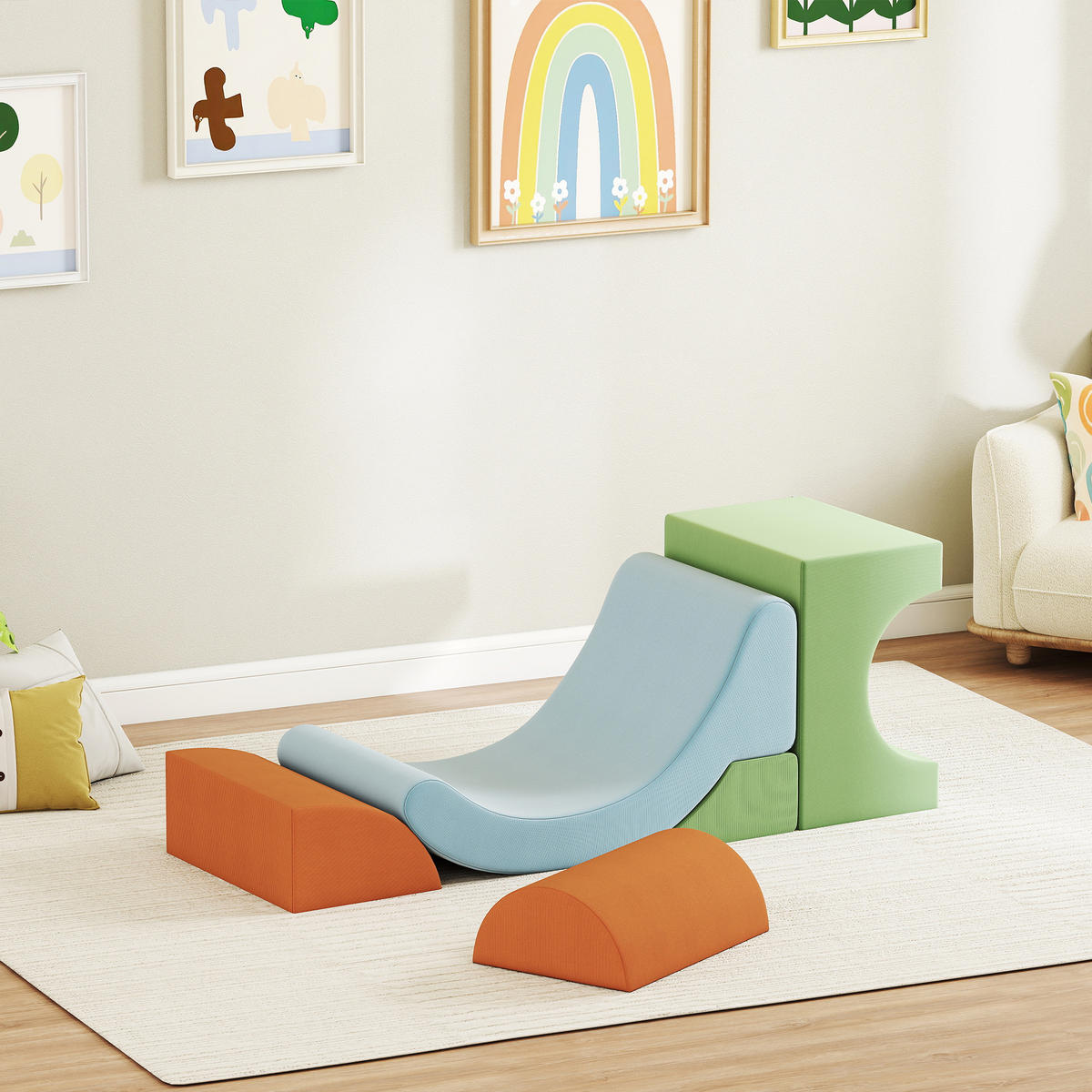 SCHAUMSTOFF Bausteine Kinder 5er Set Klettern Softbausteine mit Cord-Optik Bunt - Multicolor, Textil (48/85cm) - AIYAPLAY