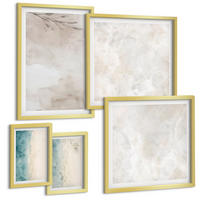 BILDER SET 5er Set - 50x50 cm & 20x30 cm & 40x60 cm Goldrahmen - Aquarellmalerei-Textur - Goldfarben, Kunststoff (40/60cm) - TULUP