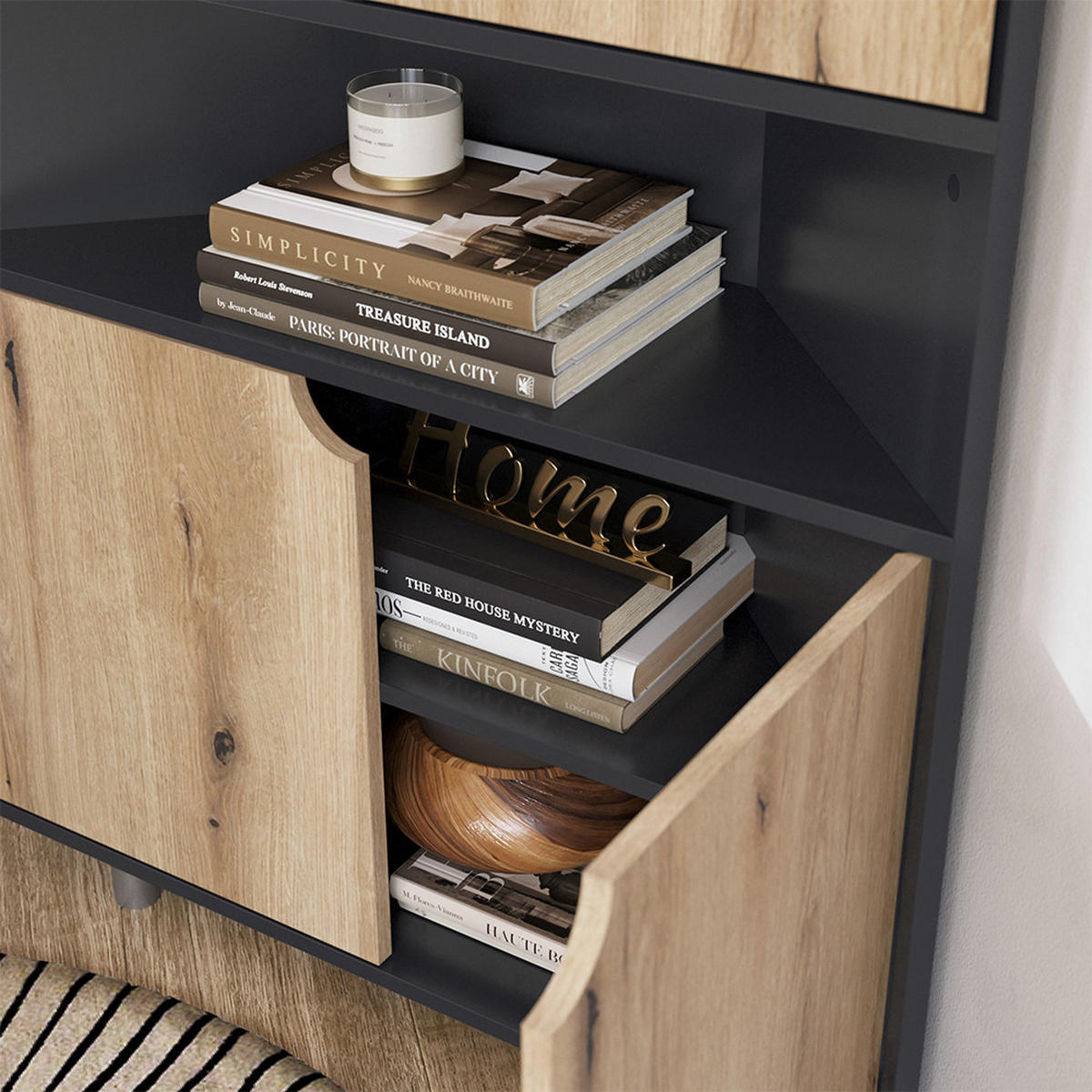 KREDENC Inaro Antracit/dub - antracitová, kompozitní dřevo (79/96/27.2cm) - Vicco