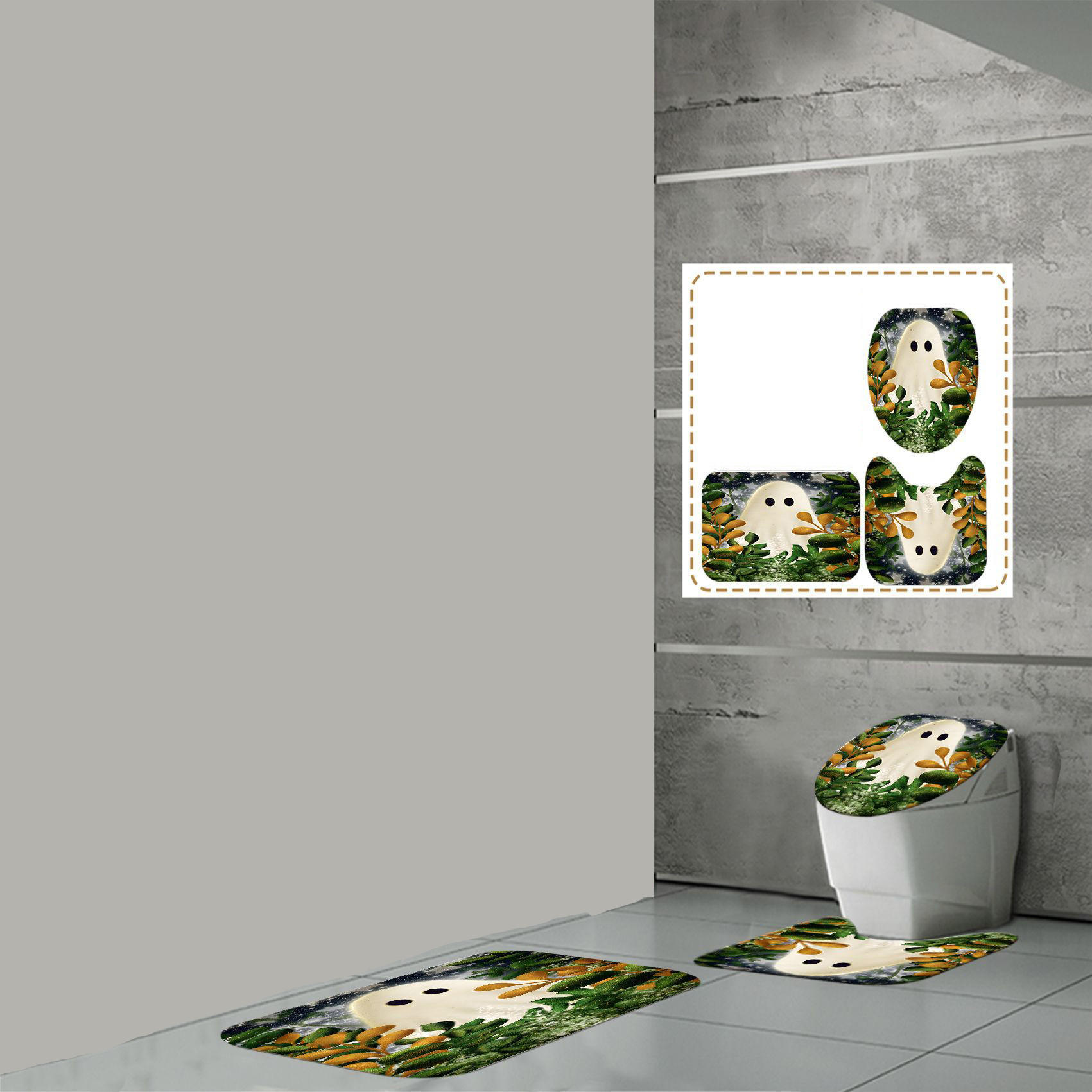 DUSCHVORHANG-MATTE Set bedruckt Boden Matte Toilette - Multicolor, Textil (1/1cm) - MCBOSON