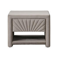 NACHTTISCH - 50 cm x 35 cm - Samt - Beige - ULAMI - Beige, Textil (50/41/35cm) - Vente-Unique