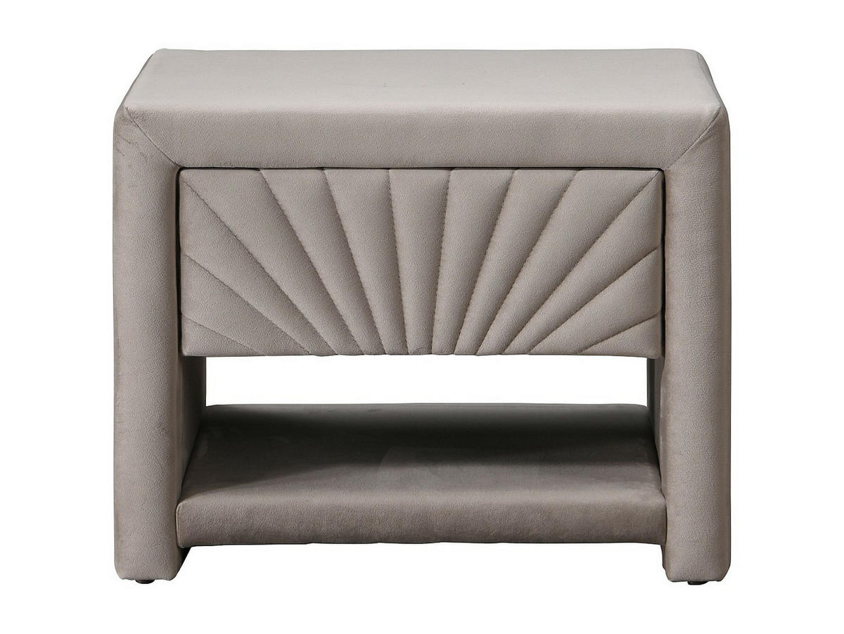 2ER-SET Nachttische mit 1 Schublade & 1 Ablage - Samt - Beige - ULAMI - Beige, Textil (50/41/35cm) - Vente-Unique