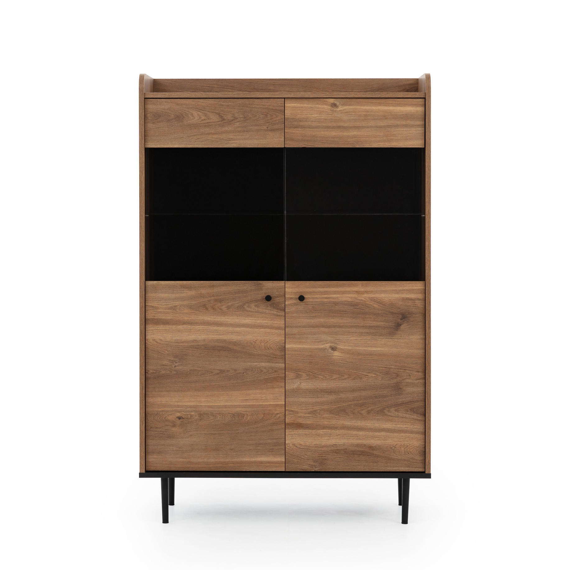 VITRINE Vasilia mit 2 Türen 90 cm, Brandy Castello - Eichefarben, Holzwerkstoff (90/160/40cm) - Beautysofa