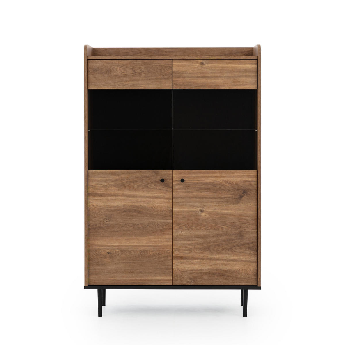 VITRINE Vasilia mit 2 Türen 90 cm, Brandy Castello - Eichefarben, Holzwerkstoff (90/160/40cm) - Beautysofa