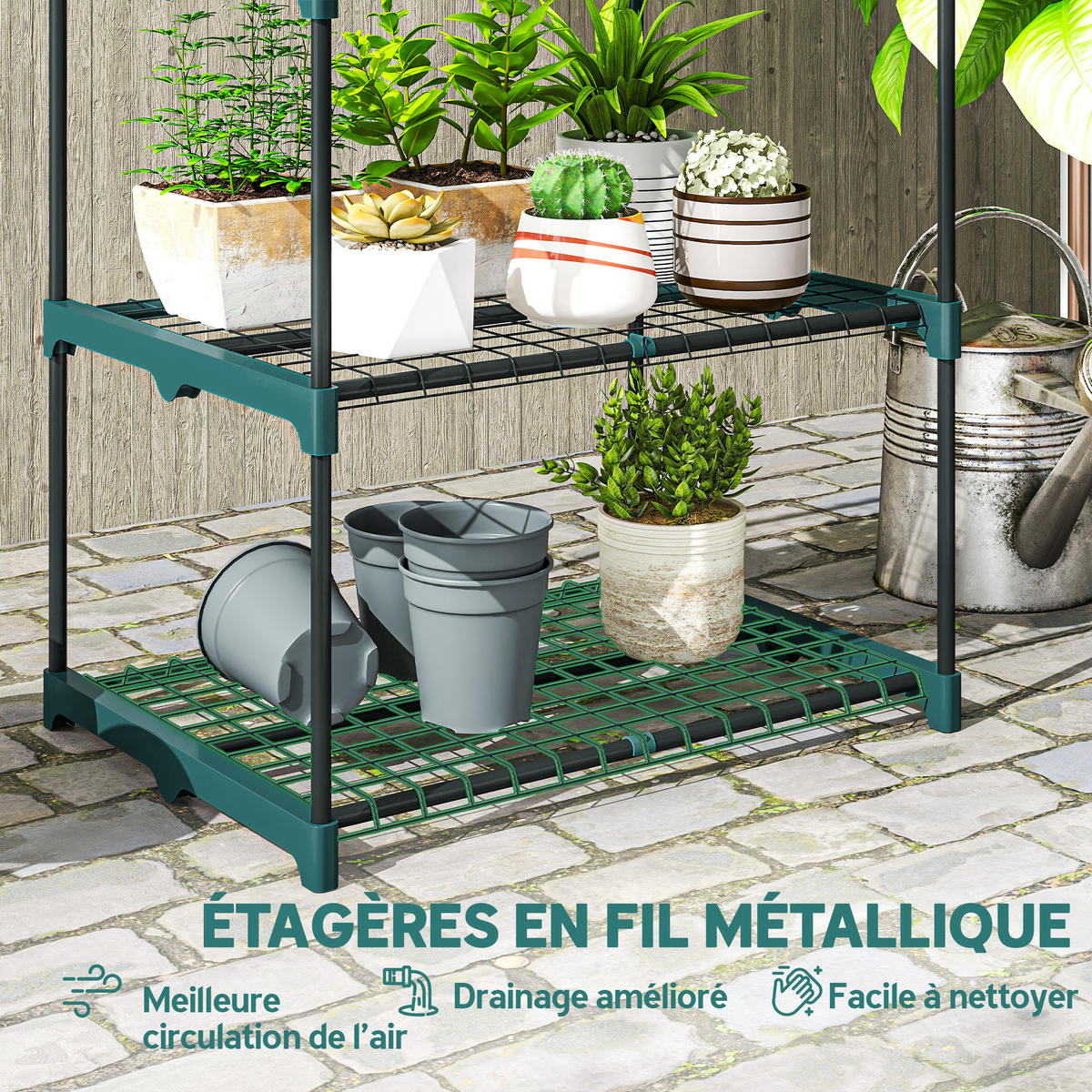 BLUMENTREPPE DE-12266 4-stufig, 67/49/105 cm, ma/. 15 kg Grün - Grün, Metall (49/105/67cm) - ComfortXL