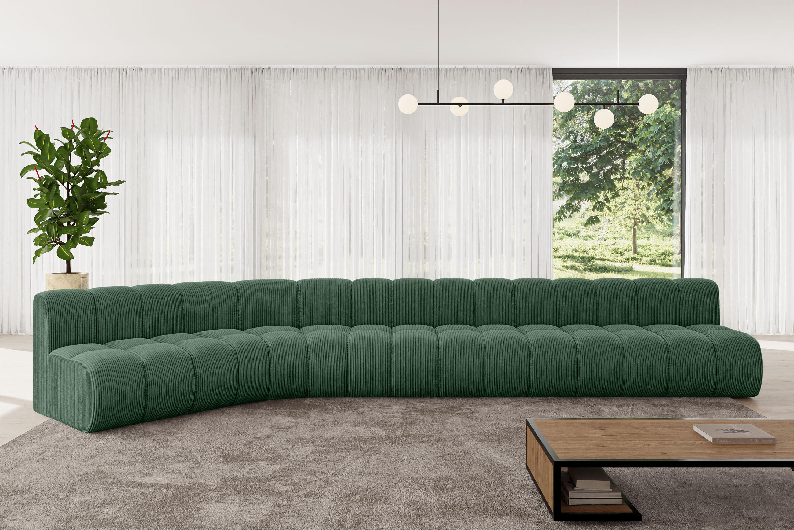 ECKSOFA modulares Sofa Montra-L3 - 472x174x70 cm Grün - Grün, Holzwerkstoff/Textil (472/174cm) - ALTDECOR