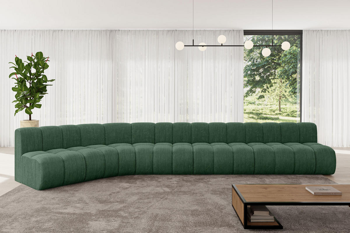 ECKSOFA modulares Sofa Montra-L3 - 472x174x70 cm Grün - Grün, Holzwerkstoff/Textil (472/174cm) - ALTDECOR