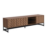 TV Möbel mit 3 Türen & 2 Ablagen - MDF - Naturfarben & Schwarz - CARATANA - Schwarz, Holz (180/50/40cm) - Vente-Unique