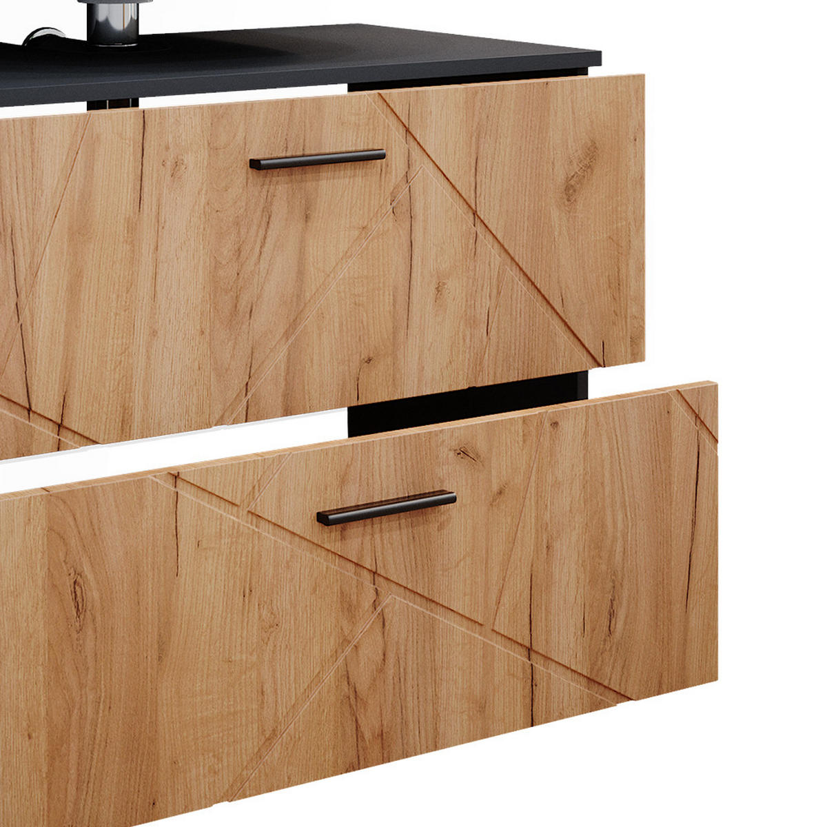 BADMÖBEL-SET Irma Goldkraft Eiche/Anthrazit 5 Teile - Anthrazit/Eiche Wotan, Holzwerkstoff (80/58.6/41cm) - Vicco