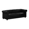 SOFA 3-Sitzer - Kunstleder - Schwarz - CHESTERFIELD - Schwarz, Leder (88/72/205cm) - Vente-Unique