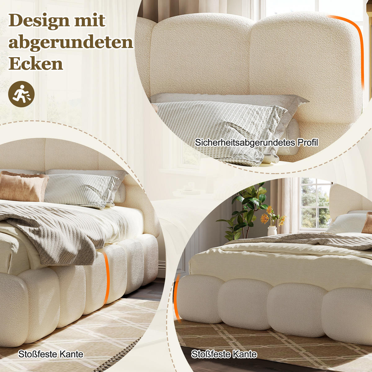 POLSTERBETT 140x200 cm Weiß Bouclé mit Stauraum - Weiß, Textil (140/200cm) - FLIEKS