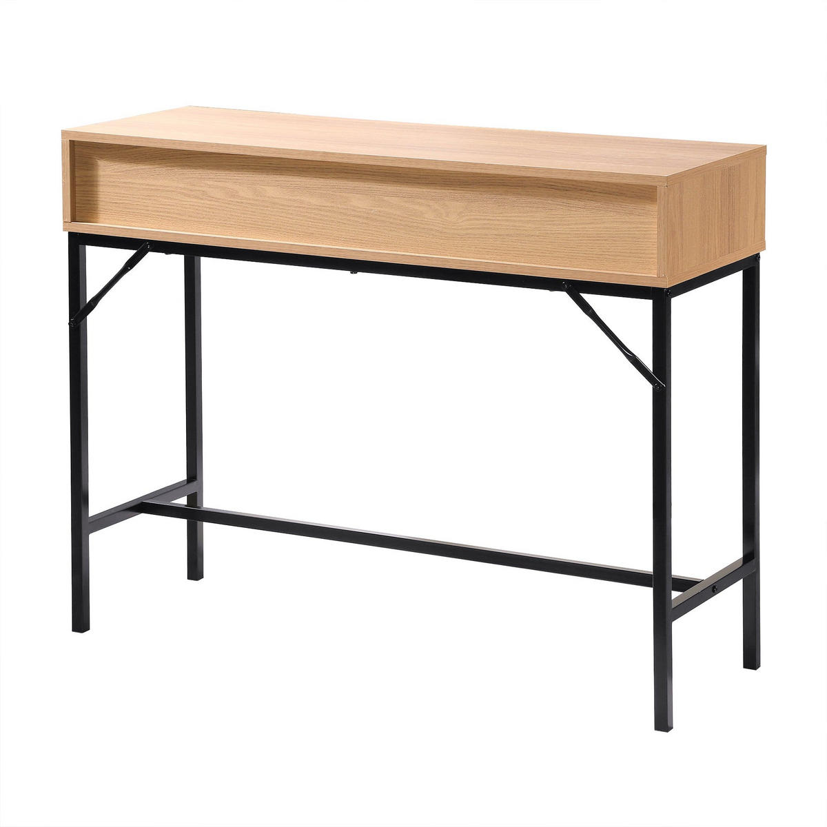 KONSOLE 2 Schubladen Front Effekt Holz mit Rillen - L100 x H80 cm - Apfelbaumfarben, Holzwerkstoff (100/35/80cm) - Calicosy