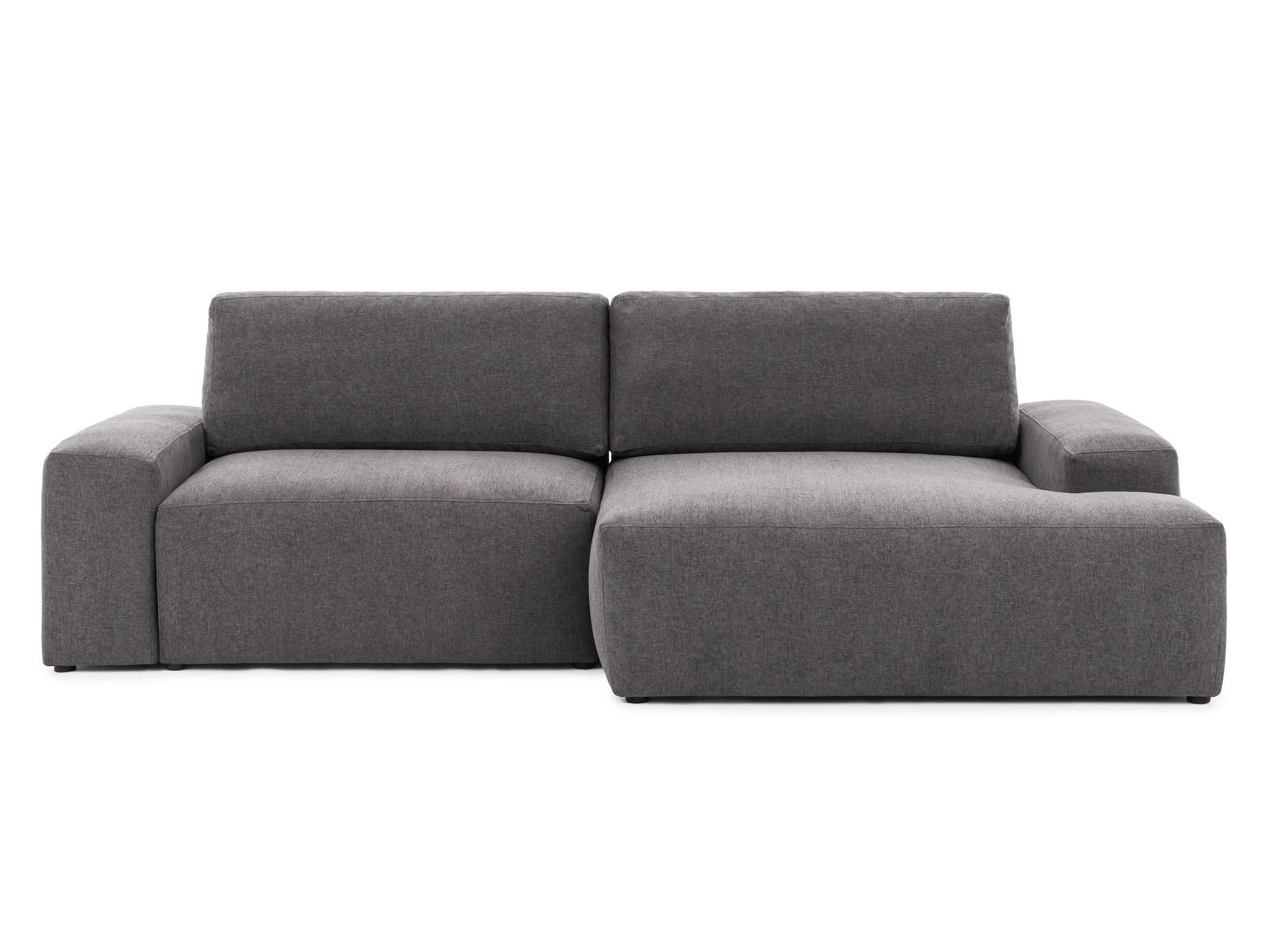ECKSOFA Lennon aus Graphit Strukturstoff mit Schlaffunktion und Bettkasten - Graphitfarben/Schwarz, Holz/Kunststoff (264/137cm) - S-Style