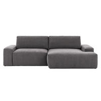 ECKSOFA Lennon aus Graphit Strukturstoff mit Schlaffunktion und Bettkasten - Graphitfarben/Schwarz, Holz/Kunststoff (264/137cm) - S-Style