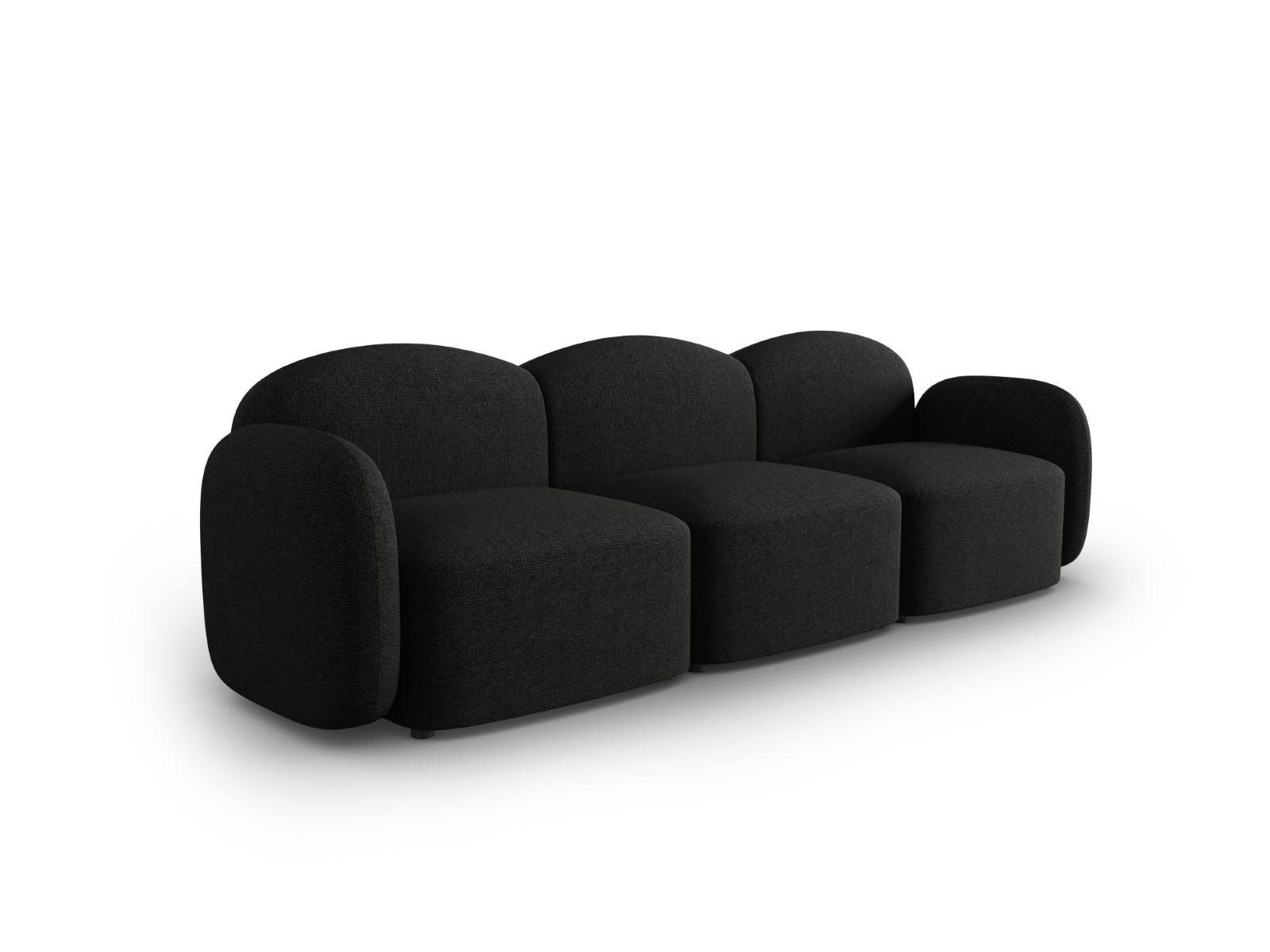 SOFA Blair aus Chenille-Stoff mischung schwarz 3 Sitzplätze - Schwarz, Textil (87/80/272cm) - Micadoni