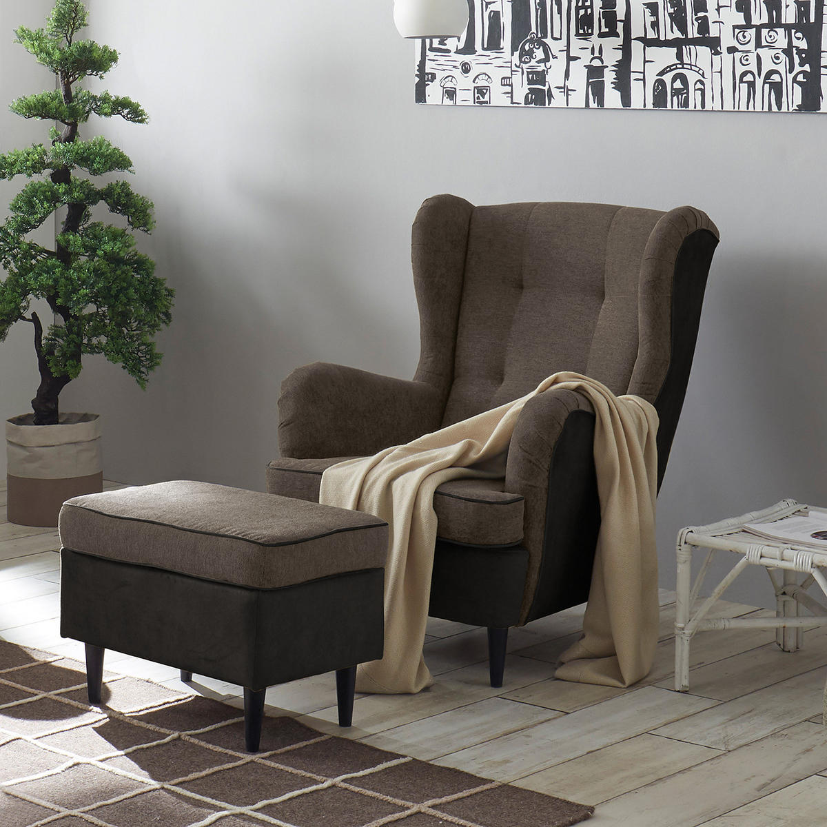 SESSEL - Schwarz/Braun, Holzwerkstoff/Buchenholz (78/102/98cm) - home24