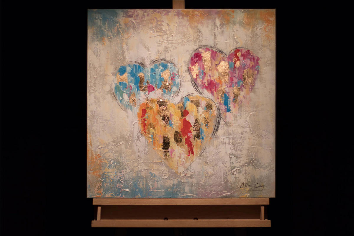 ACRYLBILD HANDGEMALT 60/60 cm - Multicolor/Grau, Holz/Textil (1.1/60cm) - KUNSTLOFT