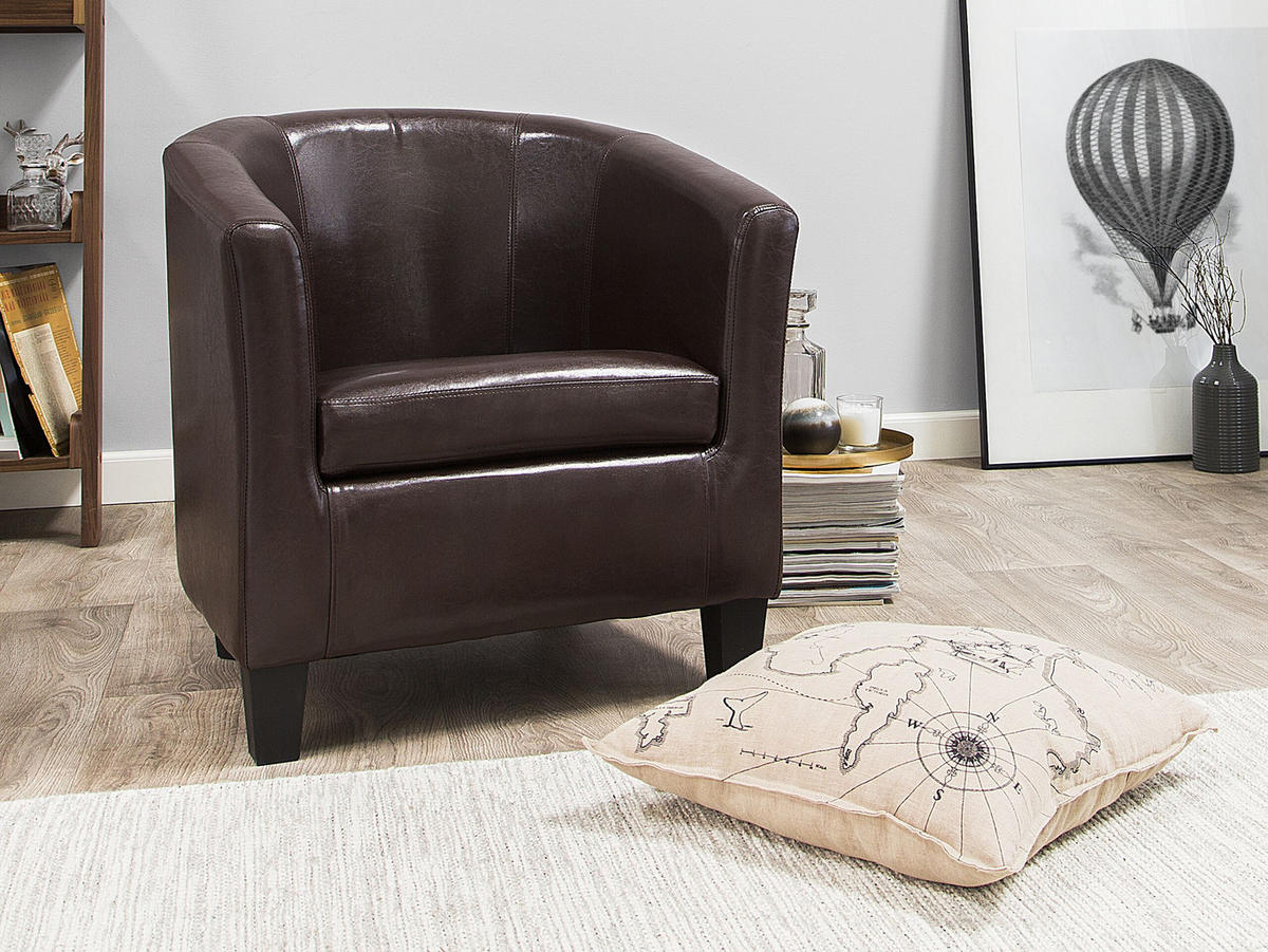 SESSEL Kunstleder Braun Borwick - Braun, Kunststoff/Textil (68/69/58cm) - Beliani