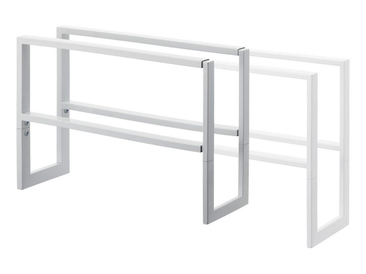 SCHUHREGAL Line weiß 38/30/15 cm ausziehbar bis 70cm - Weiß, Metall (38/30/15cm) - Yamazaki