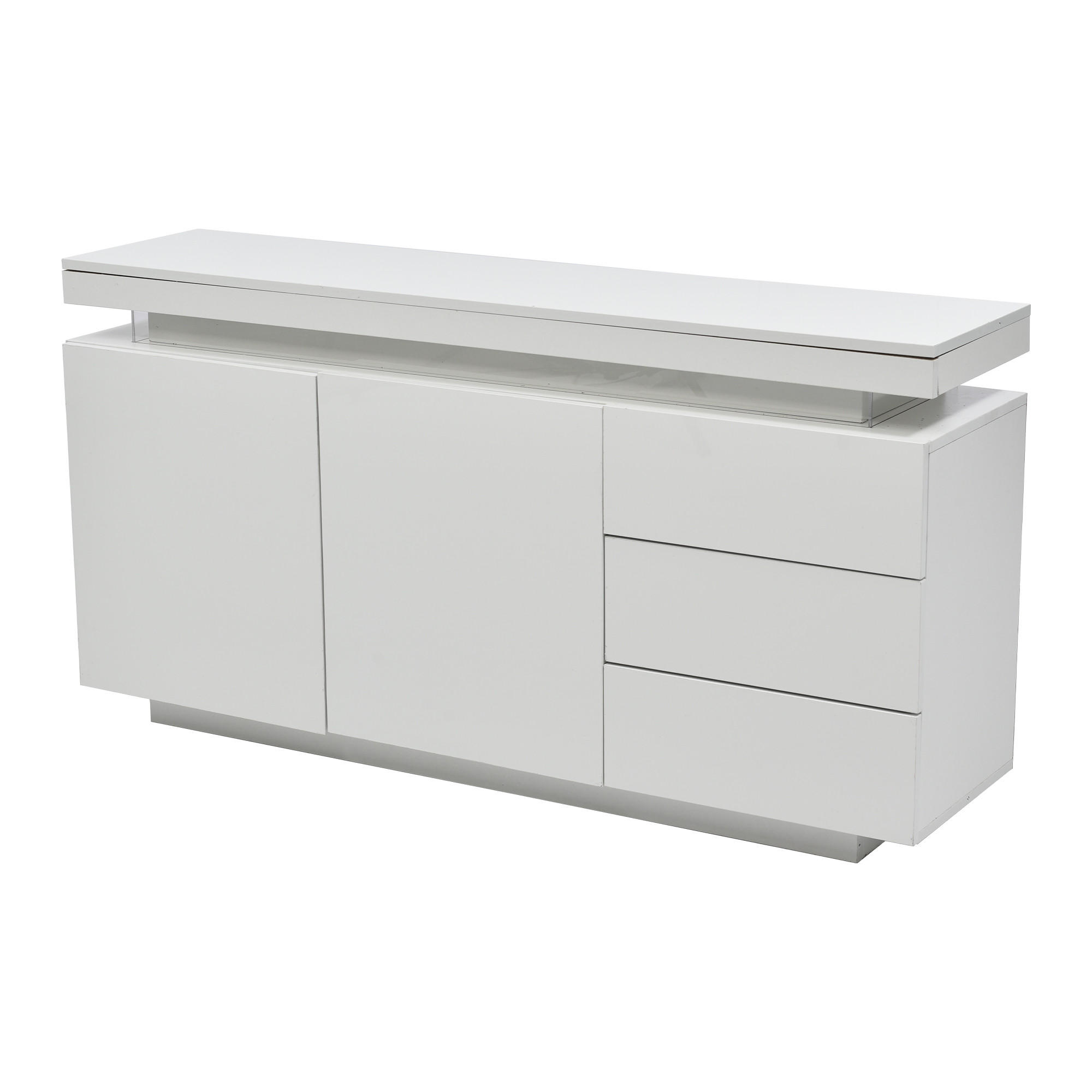 SIDEBOARD DE-38589 140/35/72,5 cm LED-Beleuchtung und Hochglanz Weiß - Weiß, Holzwerkstoff (140/72/38cm) - ComfortXL