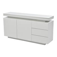 SIDEBOARD DE-38589 140/35/72,5 cm LED-Beleuchtung und Hochglanz Weiß - Weiß, Holzwerkstoff (140/72/38cm) - ComfortXL