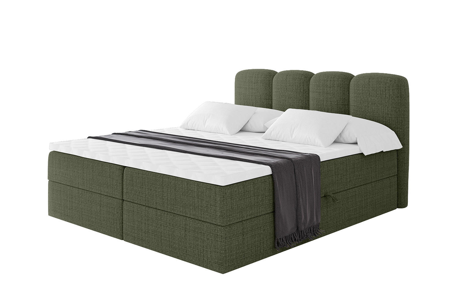 BOXBETT mit Matratze H3 und Lattenrost - NINA - 200x200 cm Aragon - Grün - Grün, Holzwerkstoff (200/200cm) - ALTDECOR