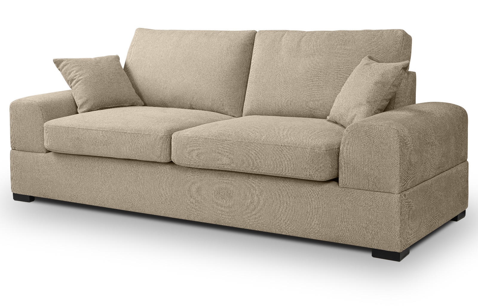 SOFA beige Strukturstoff, Couch 3-Sitzer 221 cm mit Premium Kaltschaum - Beige/Schwarz, Holz/Textil (221/90/93cm) - Inn.Furn