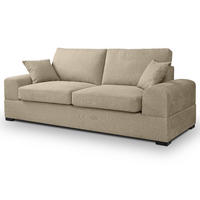 SOFA beige Strukturstoff, Couch 3-Sitzer 221 cm mit Premium Kaltschaum - Beige/Schwarz, Holz/Textil (221/90/93cm) - Inn.Furn