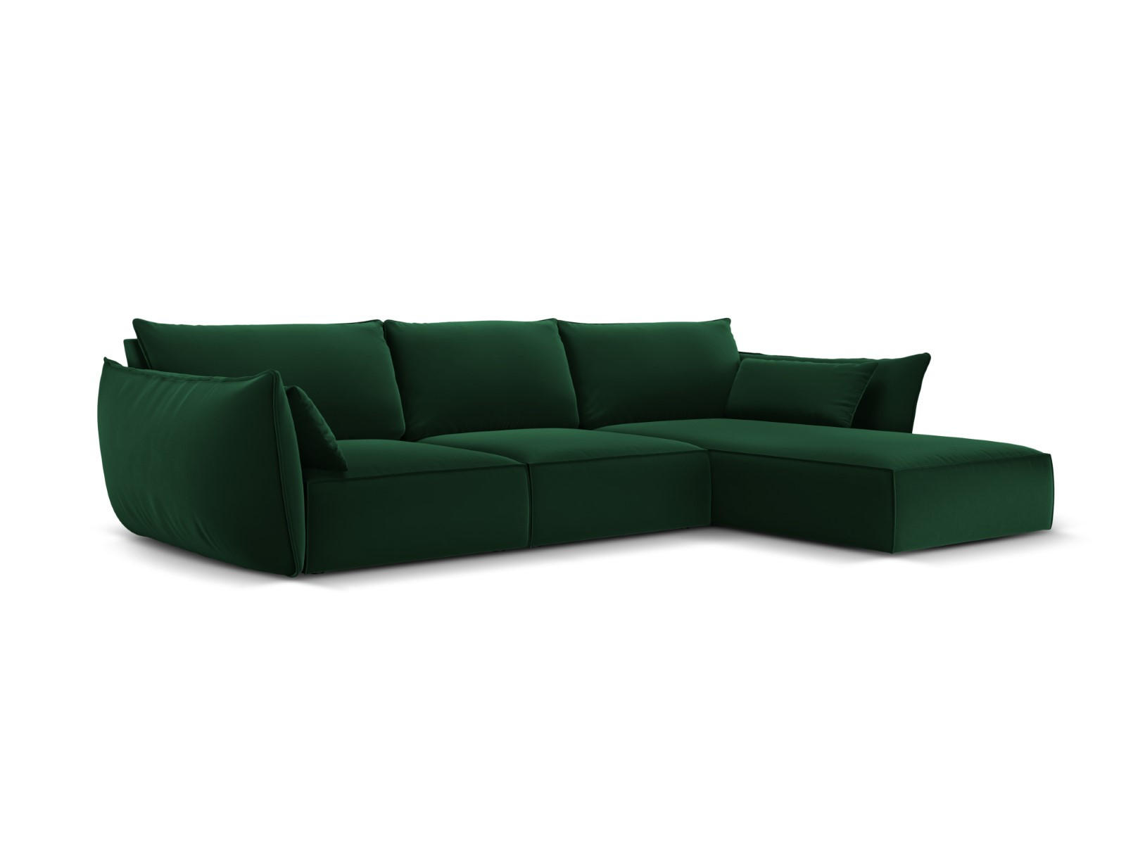 ECKSOFA rechts Kaelle aus Samt flaschengrün 4 Sitzplätze - Dunkelgrün, Textil (171/308cm) - Micadoni