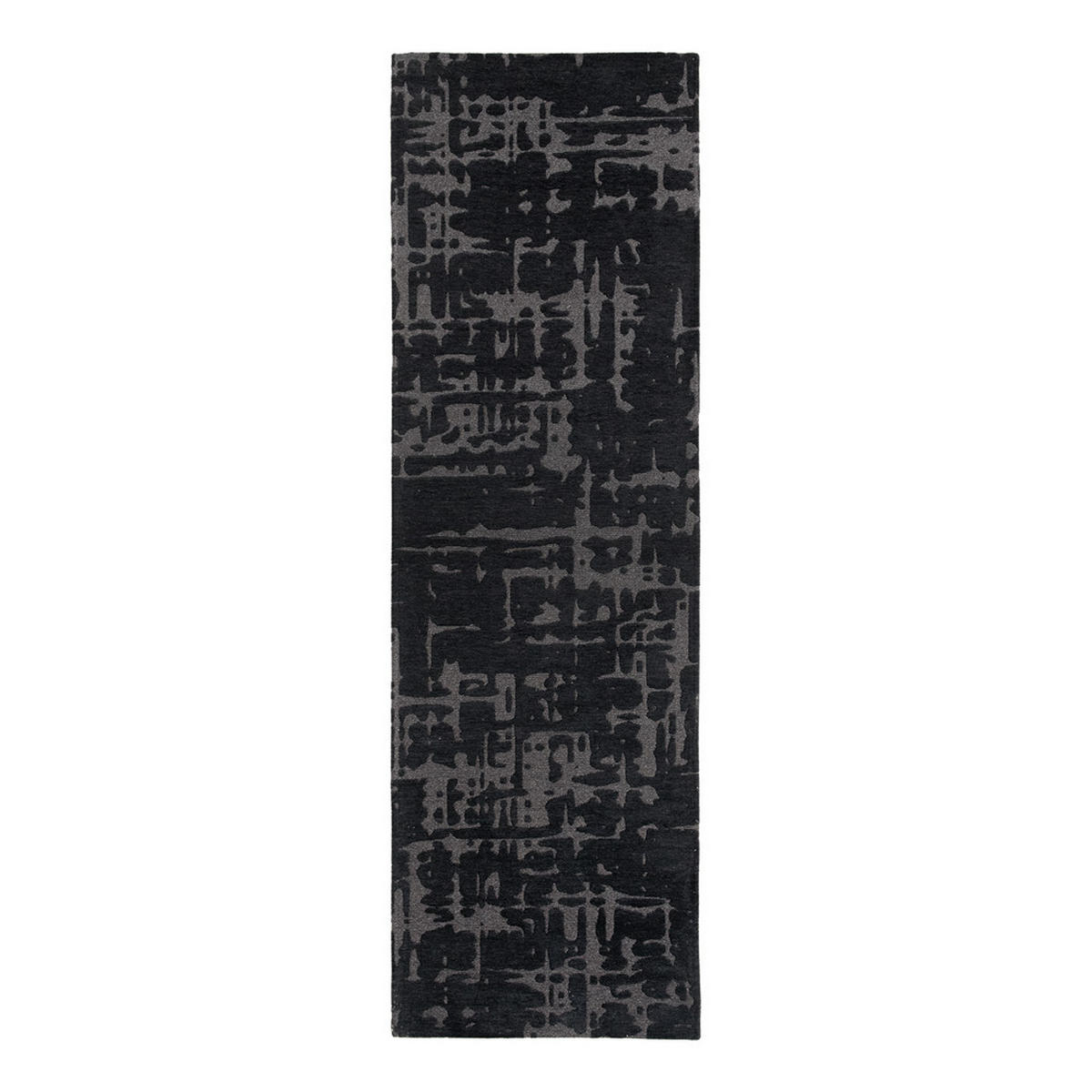 TEPPICH Black Water Structures 80/250 cm - Schwarz, Textil (80/250cm) - Louis De Poortere