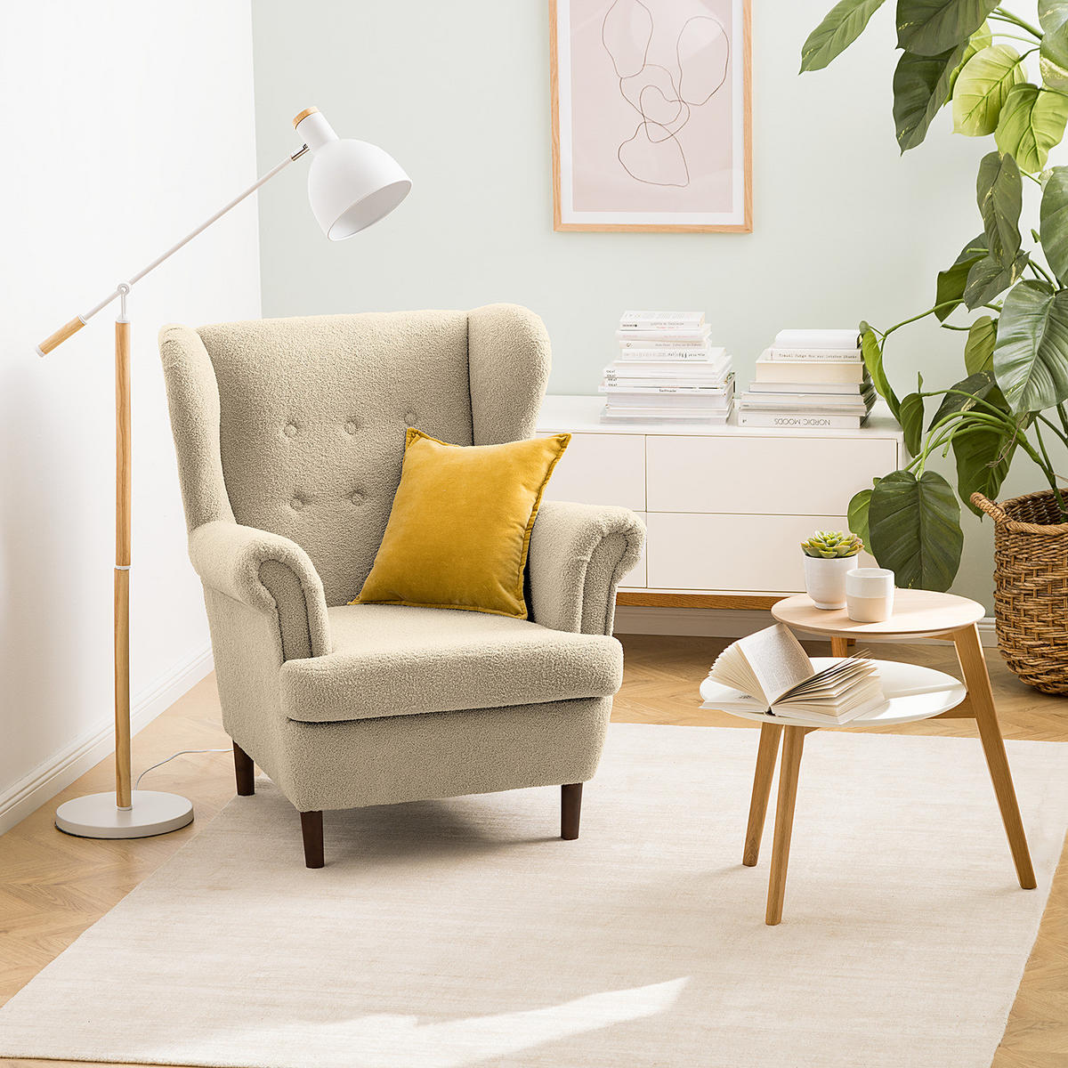 OHRENSESSEL - Dunkelbraun/Beige, Textil (85/101/89cm) - home24