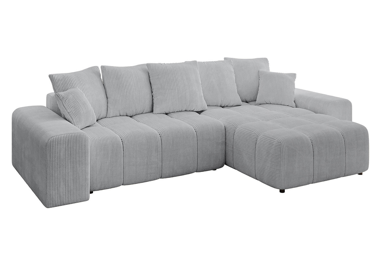 ALTDECOR ROHOVÁ SEDACÍ SOUPRAVA s otomanem vpravo ENIL-L 297x189x68 šedý manšestr