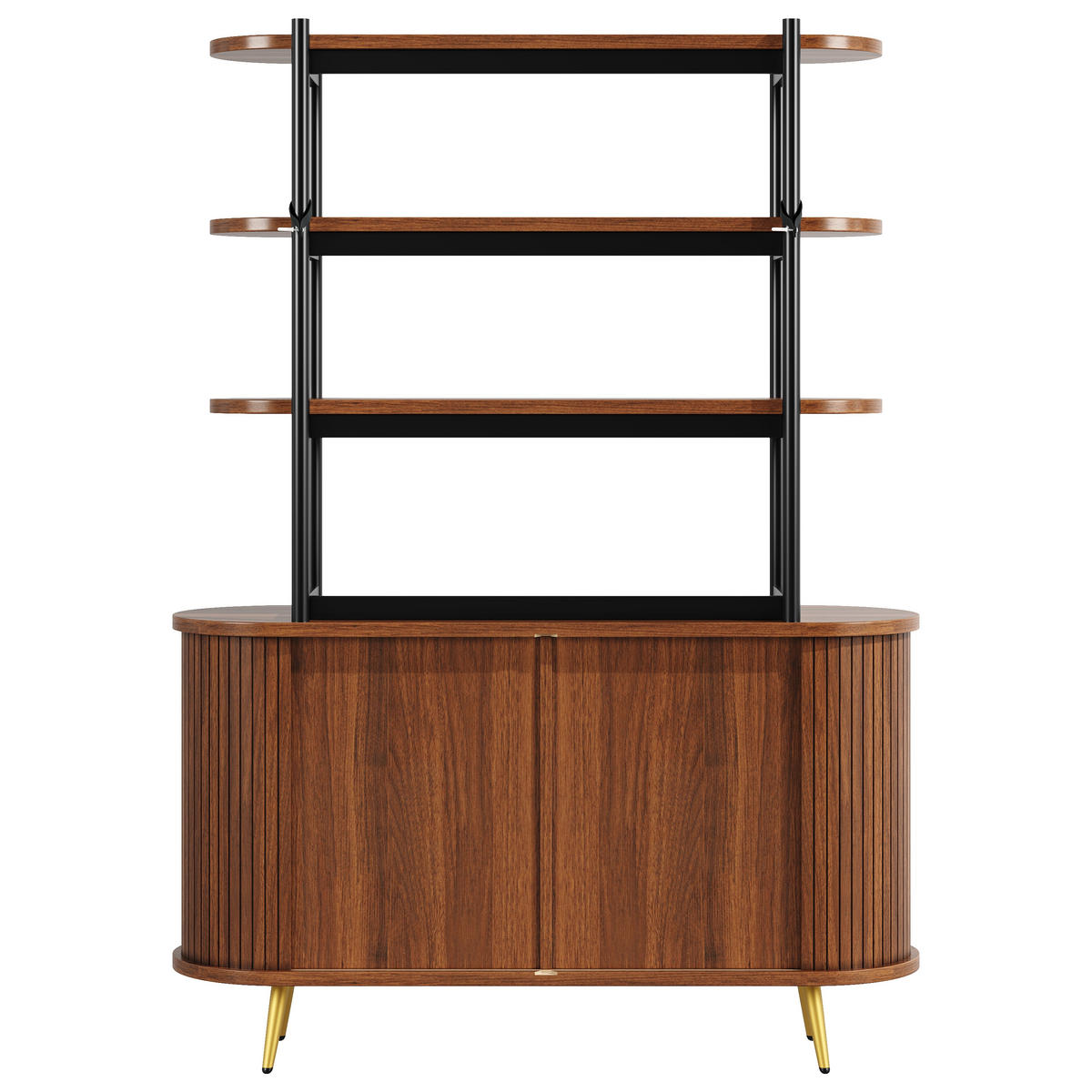 SIDEBOARD DE-38496 120/40/183 cm mit 4-stufigem Aufsatzregal Dunkelbraun - Braun, Holzwerkstoff (120/183/40cm) - ComfortXL